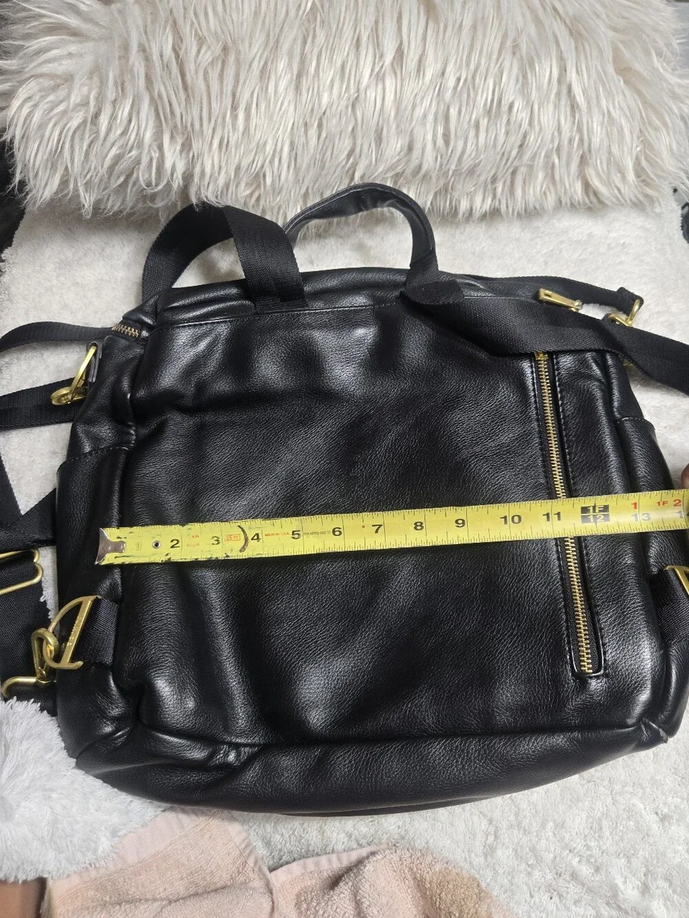 Fawn Design The Original Large Backpack Messenger Diaper Bag BLACK Vegan Leather